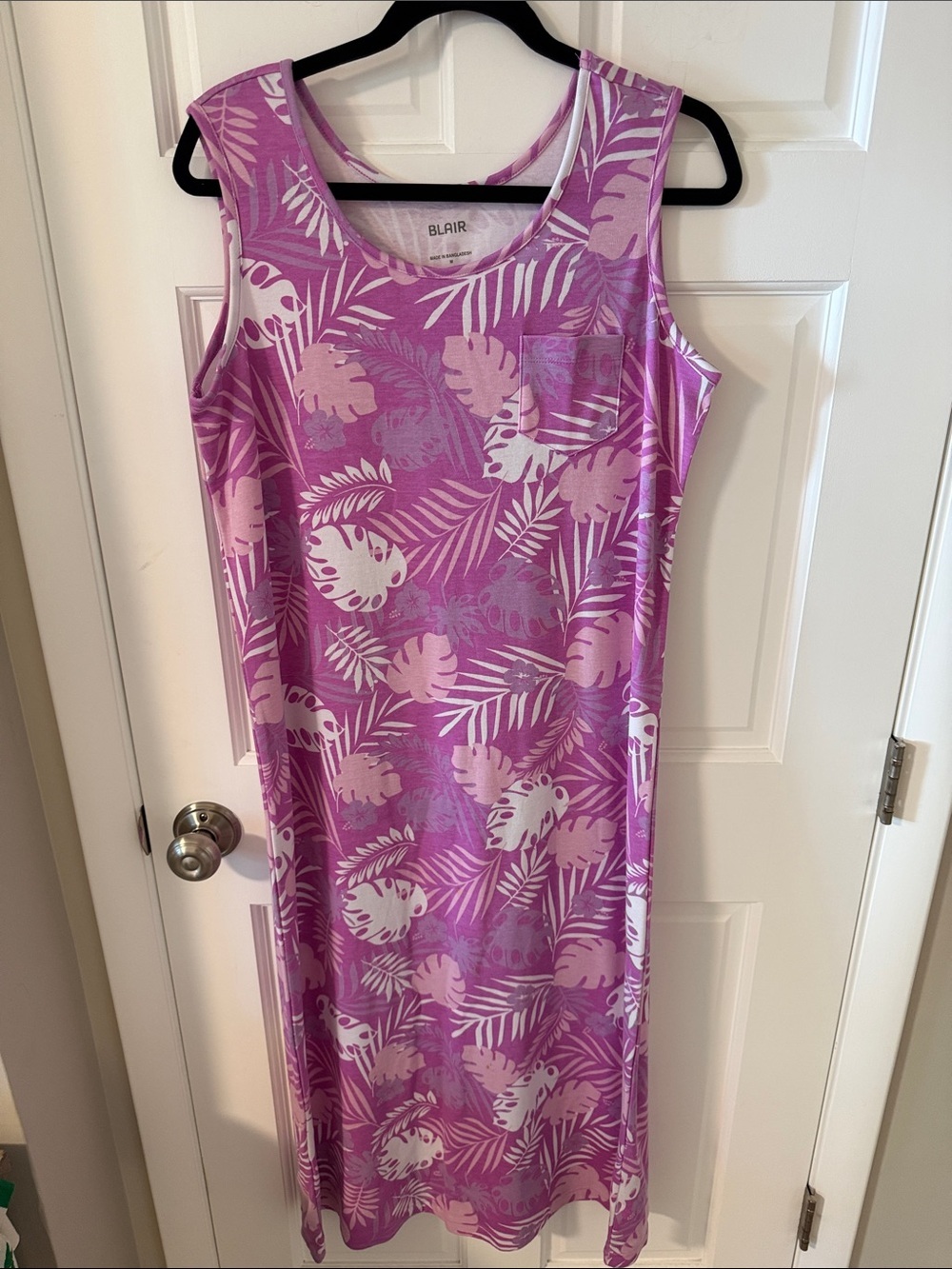 Blair Sleeveless Tropical Palm Knit Midi Dress/Lounge Gown Lavender Size Medium